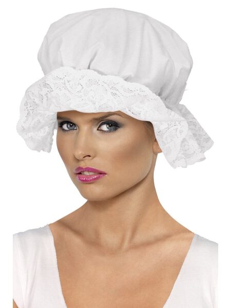 White Victorian Bonnet Mop Cap Pk 1 (MOP CAP ONLY)