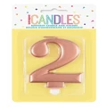 Metallic Rose Gold Numeral Number #2 Cake Candle Pk 1