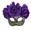 Mia Black Masquerade Mask with Purple Flowers Pk 1