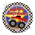 Monster Truck Happy Birthday Check Flag Foil Balloon (18in, 46cm) Pk 1