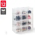 Ovela Set of 12 Click Shoe Box (Medium, Clear/White)