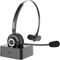Wireless Headphones with with Microphone and Charging Base - Black