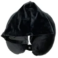 Cotton Travel Pillow With Hoodie - Black