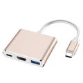 USB C Aluminum Converter Adapter Type C to HDMI/USB 3.0/Type-C - Gold