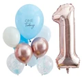 Ginger Ray: Blue and Rose Gold First Birthday Balloons