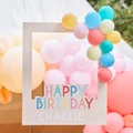 Ginger Ray: Customisable Multicoloured Happy Birthday Photo Booth Frame with Balloons