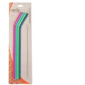 Appetito: Silicone Bent Drinking Straws (Set of 4 With Brush)