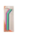 Appetito: Silicone Bent Drinking Straws (Set of 4 With Brush)
