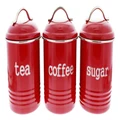 Tea/Sugar/Coffee Canisters - Red (3 Set) - D.Line