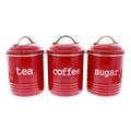 D.Line: Tea/Sugar/Coffee Canisters - Red (3 Set) - Dunedin Stainless Steel (d.line)