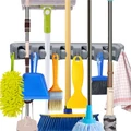 Hanging Mop & Broom Organiser - 5 Slots / 6 Hooks
