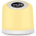 Bedside Table Lamp with Bluetooth Speaker & Clock - White