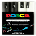Uni Posca: 1.8-2.5mm Medium Bullet Markers - Black/White (4-Pack)