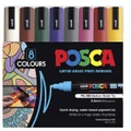Uni Posca Marker 1.8-2.5mm Medium Bullet Dark Colours PC-5M (8 Piece Set)