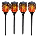 Outdoor Garden Solar Lights - Flame Torch (4-Pack) - Black