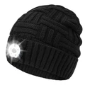 Rechargeable LED Light Knitted Beanie - Black