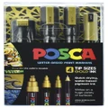 Uni Posca Marker Gold Set Pack of 4 Tip Sizes