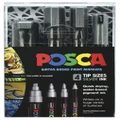 Uni Posca Marker Silver Set Pack of 4 Tip Sizes