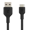 BOOST-UP-CHARGE USB-A to USB-C™ Braided Cable, 0.15m Black