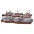 Glass Storage Containers with Wooden Tray (6 Piece Set)