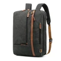 Convertible Canvas Sport Backpack & Messenger Bag - 17.3 Inches (Black)