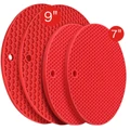 4Pcs Round Silicone Hot Pads - Red