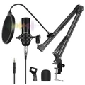 PULUZ Condenser Microphone Studio Broadcast Professional Singing Microphone Kits - Black
