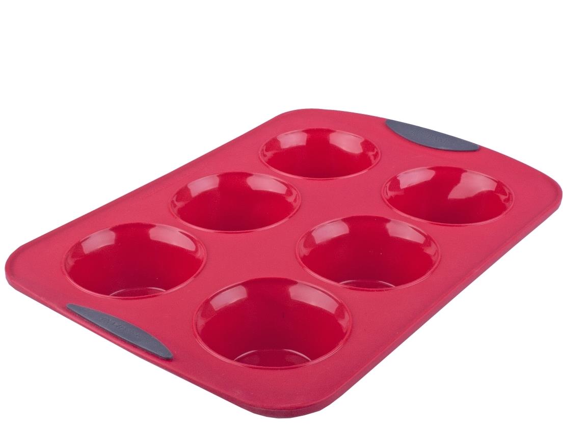 Silicone 6 Cup Jumbo Muffin Pan - Red - D.Line