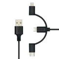 Moki 3-in-1 MicroUSB/Type-C/Lightning to USB-A SynCharge Cable 1M