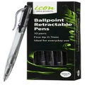 Icon: Ballpoint Retractable Pens - Fine Black (Pack 10)