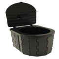 Portable Folding Toilet with Lid - Black