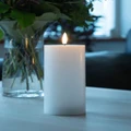Stellar Haus: White Pillar Indoor LED Candle with Timer - 12.5cm x 7.5cm