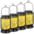 LUMIRO Solar Hanging Mason Jar Lights with Stakes - 4-Pack