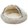 Zoomies Hooded Snuggler Pet Bed Large 60cm-Light Grey