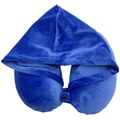 Cotton Travel Pillow With Hoodie - Blue