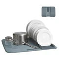 COOKOZZY Multifunctional Microfiber Dish Drying Mat with Storage Rack - Dark Grey