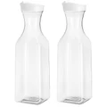 COOKOZZY 1.5L Clear Plastic Water Carafe with Flip Top Lid - Set of 2