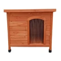 Zoomies Tilted Roof Wooden Dog House - Small (Natural)