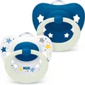 NUK: Signature Night Soothers - Blue and White 2 Pack (0-6 Months)