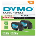 Dymo: LetraTag Plastic Tape - Clear 2 Pack (12mm x 4M)