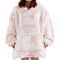 Ovela: Printed Cuddle Hoodie Blanket - Tie Dye Pink