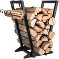 46cm (18") Outdoor Indoor Firewood Holder with Kindling Rack