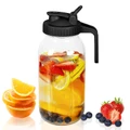 COOKOZZY 2000ml Wide Mouth Glass Pitcher with Flip Cap - Black