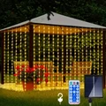 LUMIRO 300 LED Outdoor Solar Curtain Lights - Warm Light