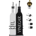 COOKOZZY Oil and Vinegar Glass Dispenser Bottles - White + Black
