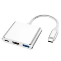 USB C Aluminum Converter Adapter Type C to HDMI/USB 3.0/Type-C - Silver