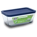 Kitchen Classics: Rectangular Glass Container With Blue Lid (1.1 Litre)