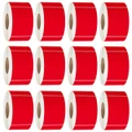 76X48 Thermal Transfer Labels 3000/Roll 76mm Core Red - 12 Rolls