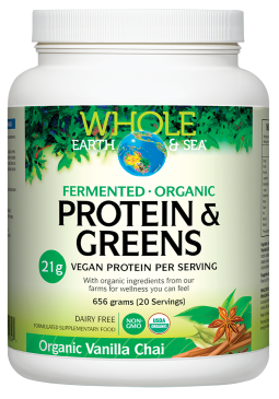 Whole Earth & Sea Protein & Greens (Fermented, Organic) 20 Serves 656g Vanilla-Chai
