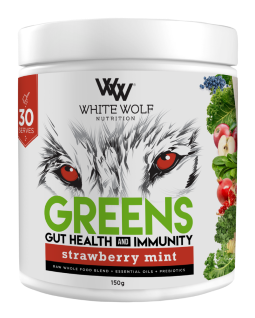 White Wolf Nutrition Greens Gut Health And Immunity 300g (60 Serves) Strawberry Mint